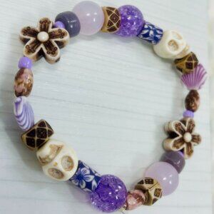 Purple Tropical Beaded Bracelet